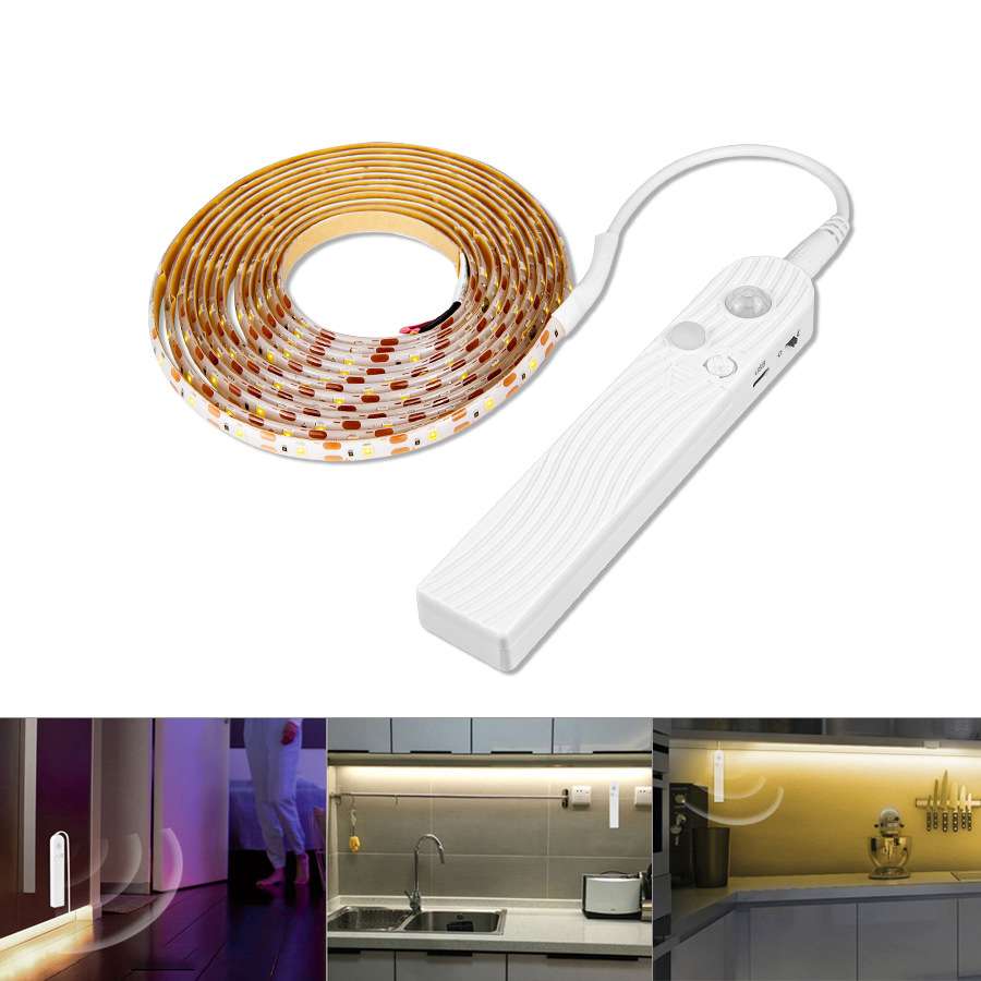 led灯带电池盒红外感应DC防水LED灯条人体感应电池盒橱柜灯床底灯