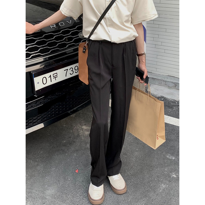 春秋薄西裤男直筒宽松垂坠感商务休闲裤免烫西装裤拖地长裤高级感