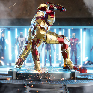 中动玩具钢铁侠MK42大地台套装漫威正版手办7寸关节可动生日礼物