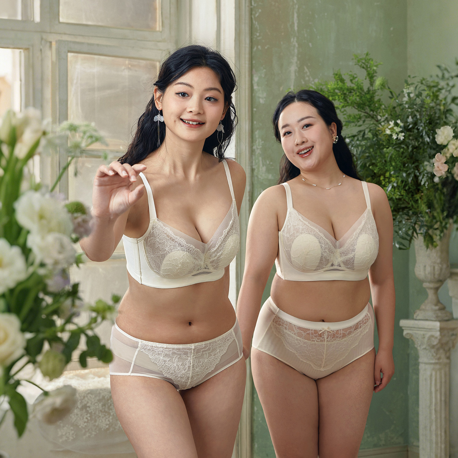 EMMAROSE大码内衣薄款聚拢法式蕾丝胖mm大胸显小防下垂收副乳文胸