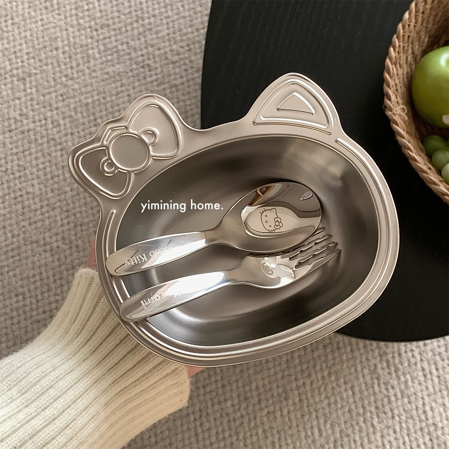 一木柠 可爱辅食碗hellokitty304不锈钢食品级高颜值儿童叉勺餐具,餐饮具,便携/折叠餐具,淘宝优惠券,粉丝福利购,淘宝优惠卷