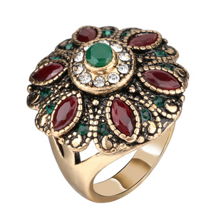 新款 红宝石花卉镶钻精致女士饰品亚马逊wish精品 波西米亚风时尚