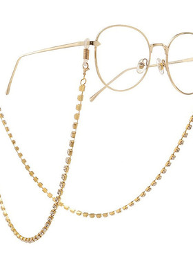 欧美跨境饰品 水钻爪链眼镜链口罩挂链百搭金属眼镜链亚马逊热销