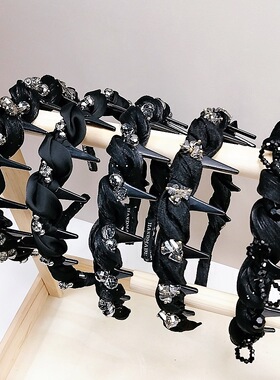 韩版跨境网红大琅琊高档水晶头箍洗脸压发箍时尚简约带齿发夹发饰