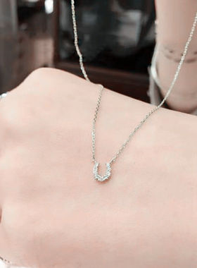 2024新款简约小众气质网红锁骨链满钻马蹄U形项链女ins个性精致