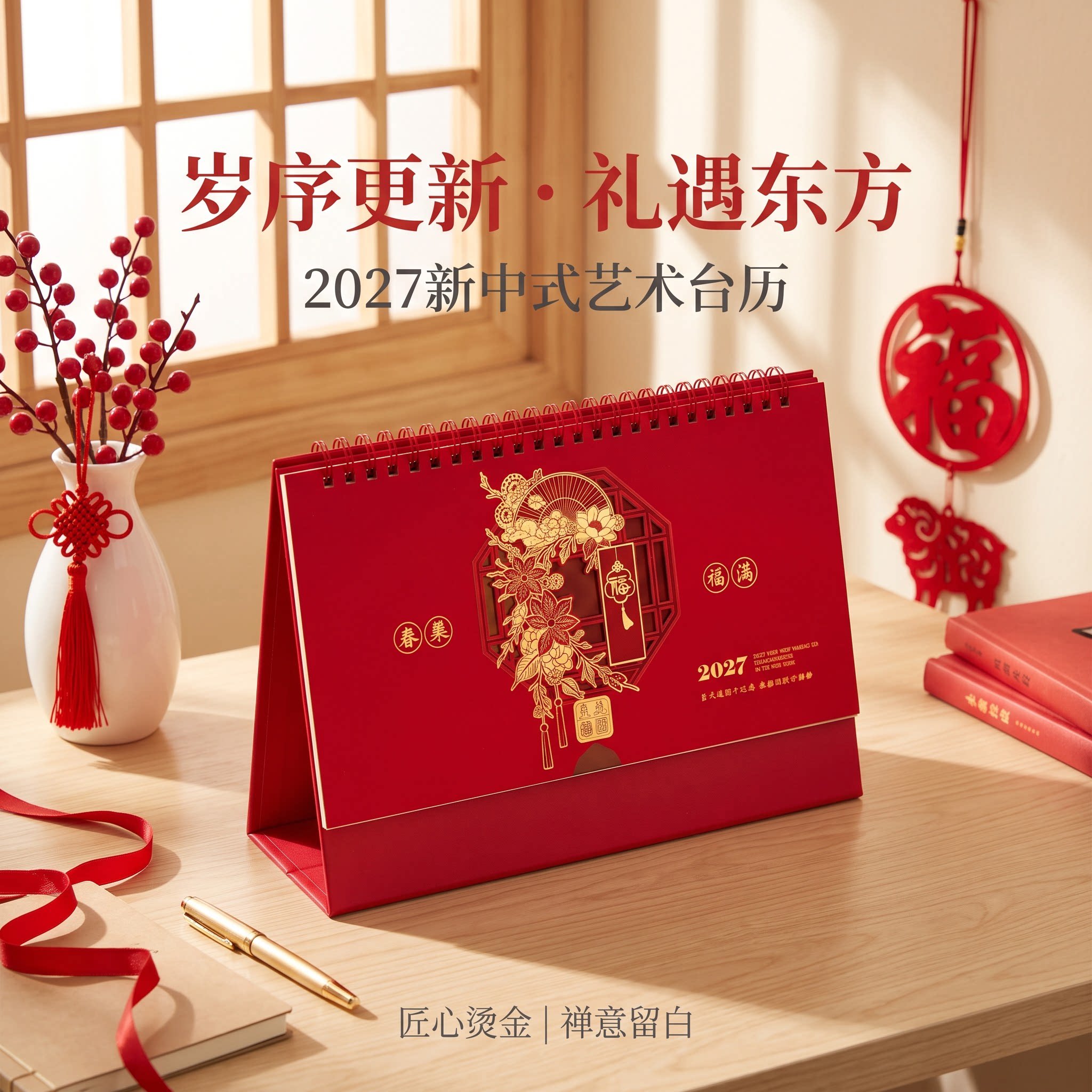 2027年台历创意纸质立体日历个性工艺摆件摆台办公桌书房客厅装饰新年礼物公司企业商务定制定做原创简约复古