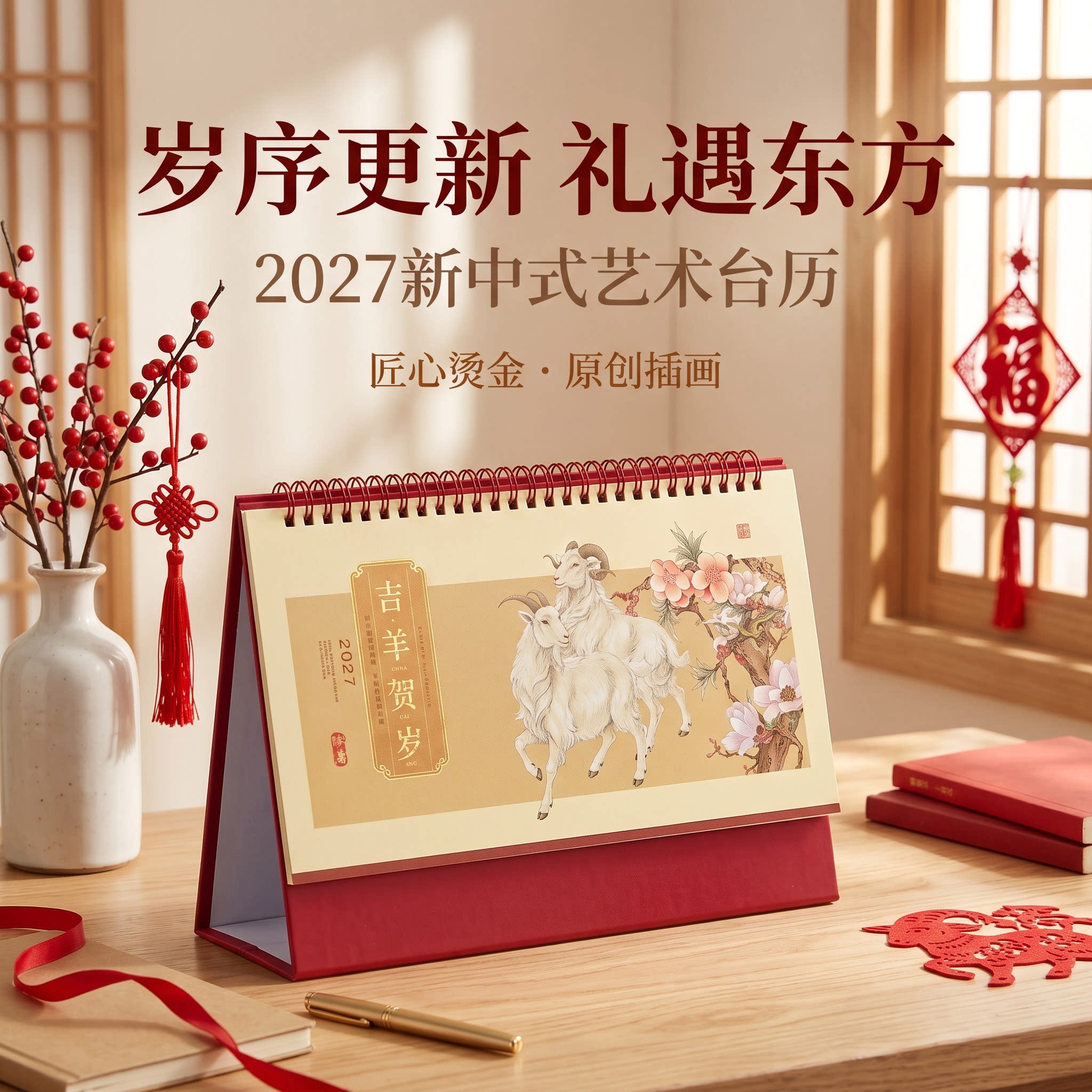 2027年台历创意纸质立体日历个性工艺摆件摆台办公桌书房客厅装饰新年礼物公司企业商务定制定做原创简约复古