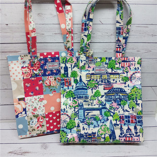出口英国防水油布街景拼接碎花大号厚底单肩女包休闲购物袋手提包