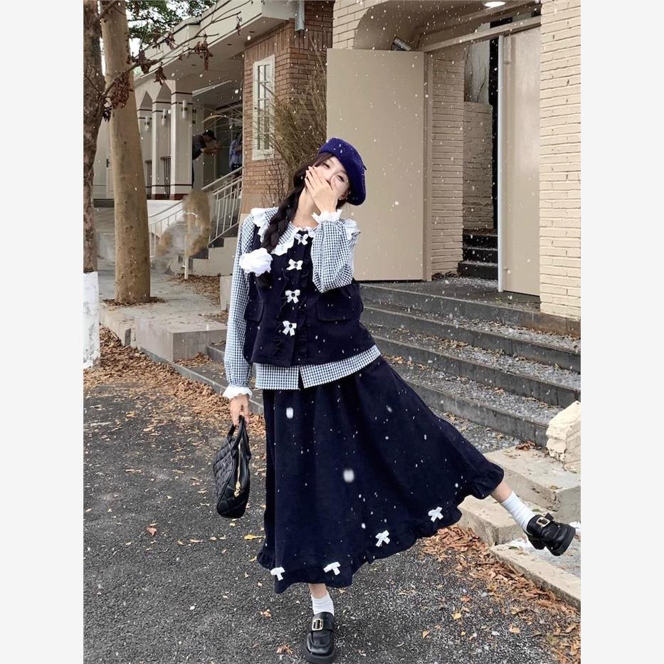 日系甜美娃娃领格子衬衫