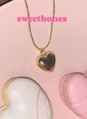 sweetbones甜心辣妹金色爱心项链复古吊坠欧美ins感