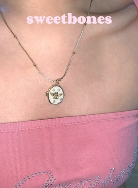 sweetbones复古辣妹小天使可开合相册项链ins吊坠