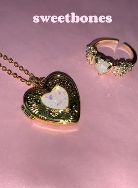sweetbones迪士尼公主爱心相册项链桃心吊坠辣妹项链可开合