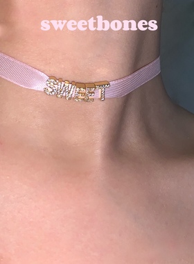 sweetbones芭蕾美学丝带choker锁骨链可定制字母项链