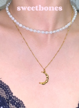 sweetbones金色月亮项链叠戴高级感辣妹饰品