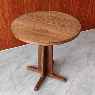 老榆木诧寂风设计师网红款圆形小户型休闲简约客厅茶桌咖啡洽谈桌