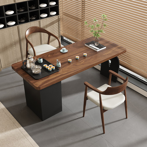 现代高级感胡桃木泡茶台阳台茶几