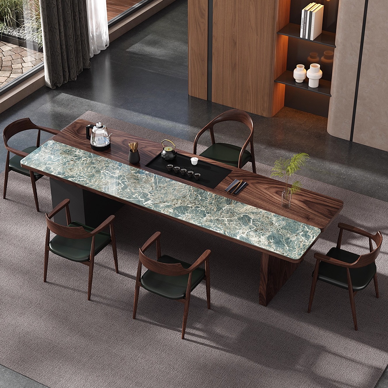 泡茶台轻奢办公室南美胡桃木茶桌