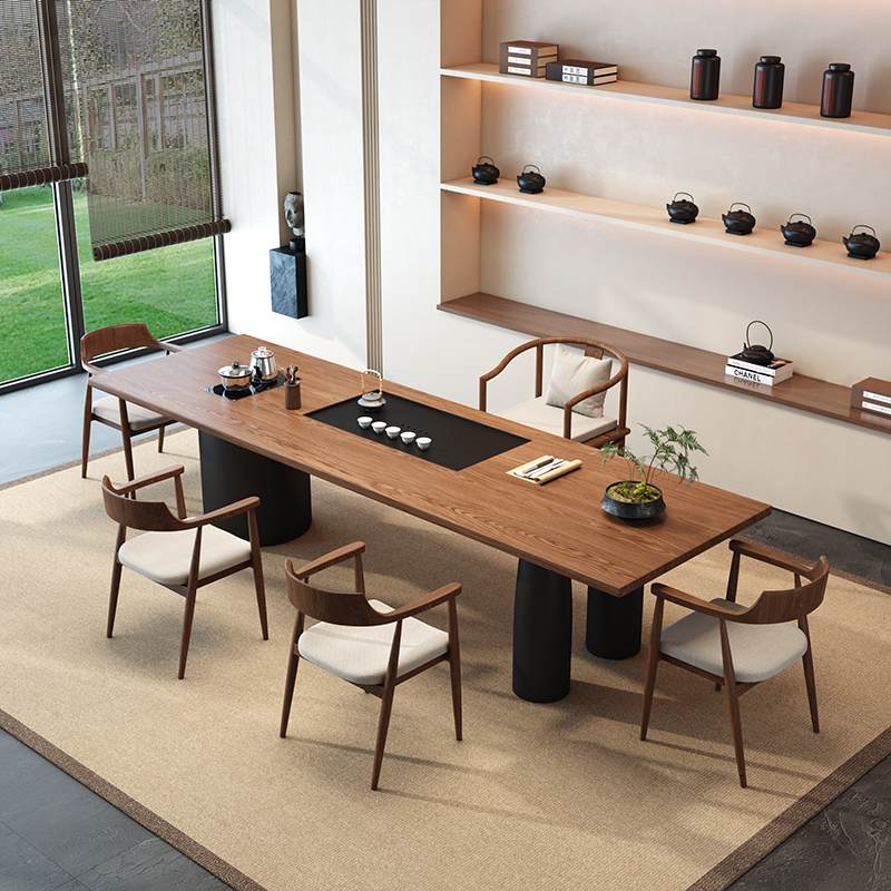 实木茶桌大板茶台侘寂风现代简约客厅家用办公室功夫泡茶桌椅组合