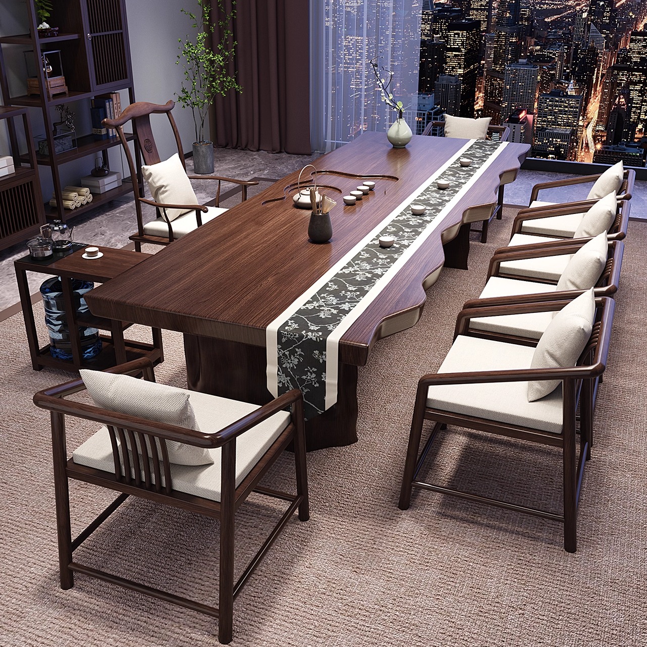 新中式大板实木茶桌整块原木茶台