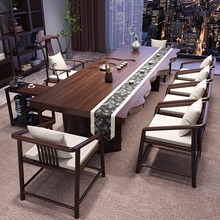 新中式大板实木茶桌整块原木办公室接待茶台客厅家用轻奢现代简约