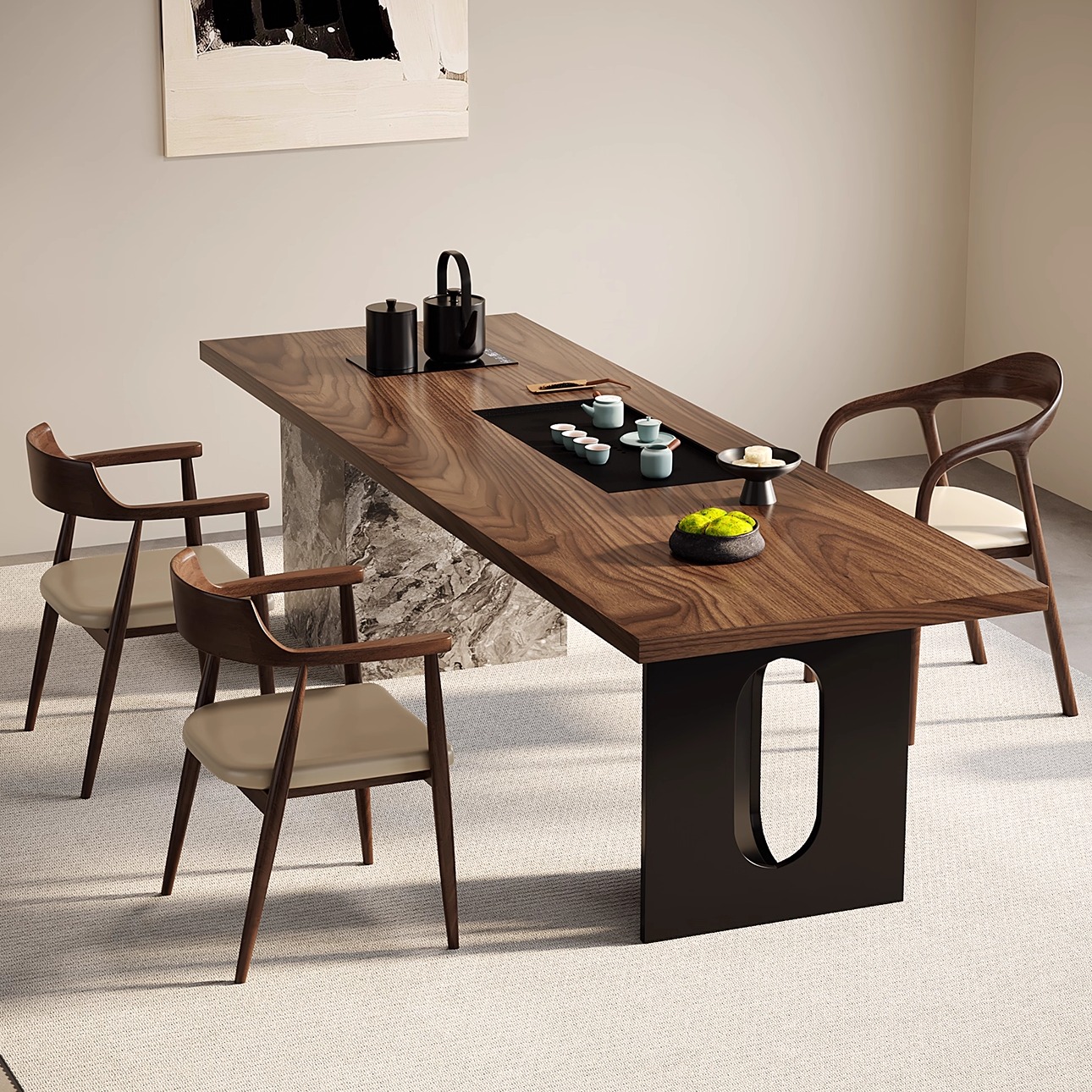 南美黑胡桃木茶桌设计师岛台大板实木泡茶台轻奢现代2025新款高端