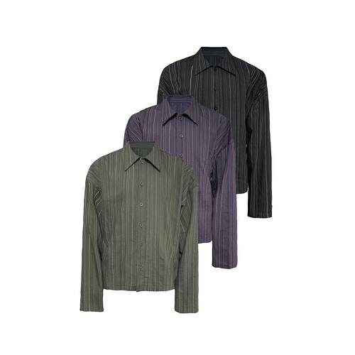 JCAESAR STRIPED SHIRT 条纹落肩衬衫 微皱肌理 树脂纽扣 多色