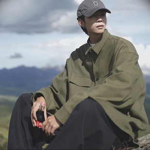 日系cityboy长袖衬衫男款秋冬季工装秋装夹克男加绒加厚上衣外套