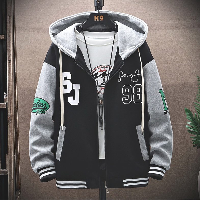 秋冬季青少年加绒厚外套12岁男孩大童13潮牌帅气15学生棒球服夹克