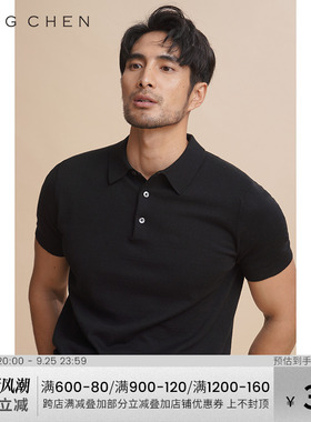 【可机洗棉山羊绒】ZINGCHEN男士针织短袖Polo衫男 翻领短袖T恤