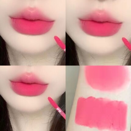 韩系女高嫩妹伪素颜玫红色火龙果桃粉色口红唇釉持久平价学生