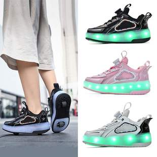 滑轮鞋 网面透气学生暴走鞋 夏新双滑轮可藏暴走鞋 儿童暴走鞋