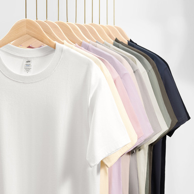 230克纯棉短袖t恤纯色宽松休闲圆领打底衫夏季重磅男女款体恤透气