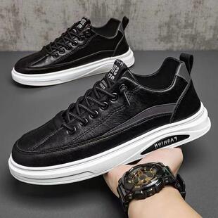 新款 春季休闲鞋潮流板鞋小白鞋软底单鞋防滑男鞋子男款橡胶透气