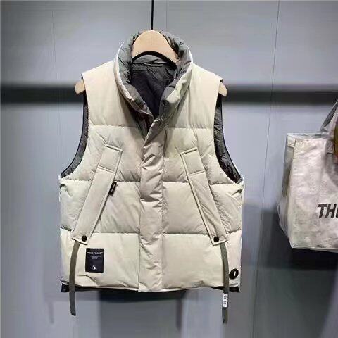 背心保暖马夹外套秋冬季纯色韩版马甲男士潮流立领棉服修身坎肩