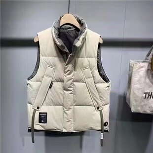 背心保暖马夹外套秋冬季纯色韩版马甲男士潮流立领棉服修身坎肩