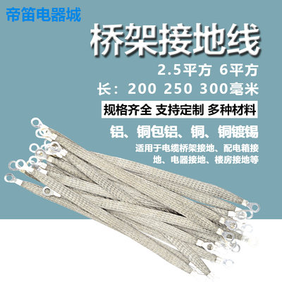 桥架接地线铜编织带铜镀锡2.5平方6平方法兰静电连接线跨接线定制