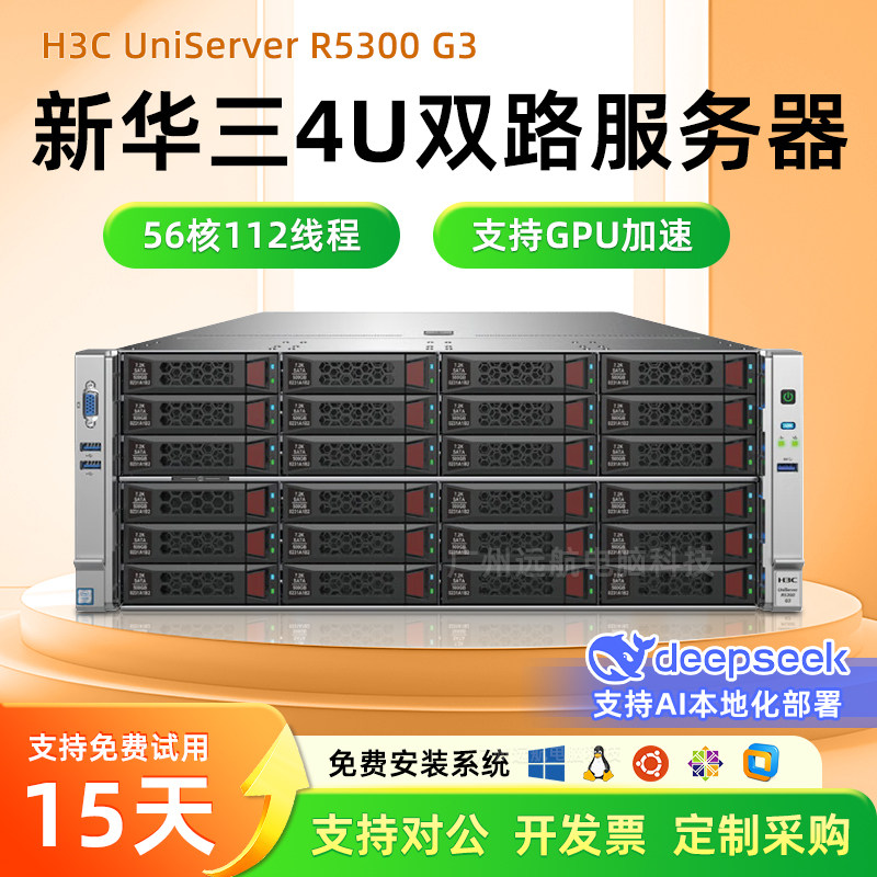 H3C华三服务器R5300 G3/R5300 G5国产8卡CPU服务器双路4U机架式AI