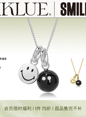 KKLUExSMILEYx神山隆二联名S925银黑玛瑙双吊坠多戴法项链