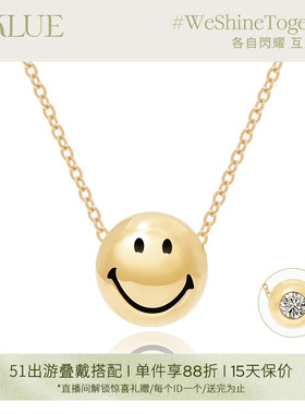 【51出游】KKLUE K金笑脸钻石项链女双面设计k金锁骨链