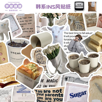 105张韩系ins风贴纸笔记本电脑手账本手机壳水杯装饰防水diy贴画