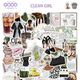 100张Clean girl贴纸ins简约手账笔记本手机壳diy装 饰行李箱女孩