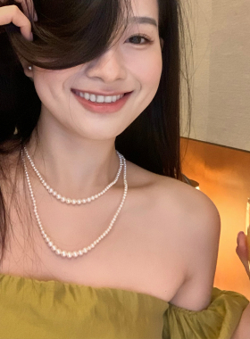 小立交渐变淡水珍珠毛衣链女项链