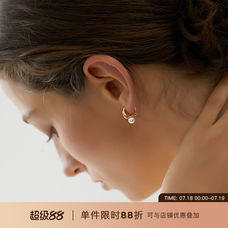 复古气质淡水珍珠耳钉耳扣耳饰女