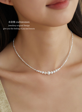 小立交《碎银子》渐变微笑项链