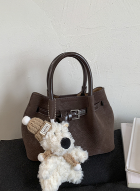 复古通勤手提包女2026新款高级时尚百搭水桶包简约洋气单肩斜挎包