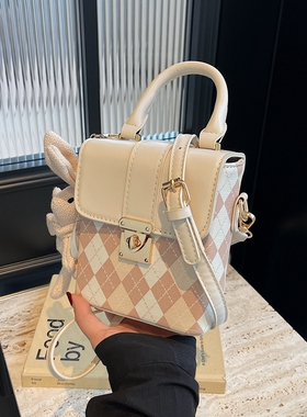 斜挎包女包洋气手提包包2026新款潮时尚菱格手机盒子包ins小包包