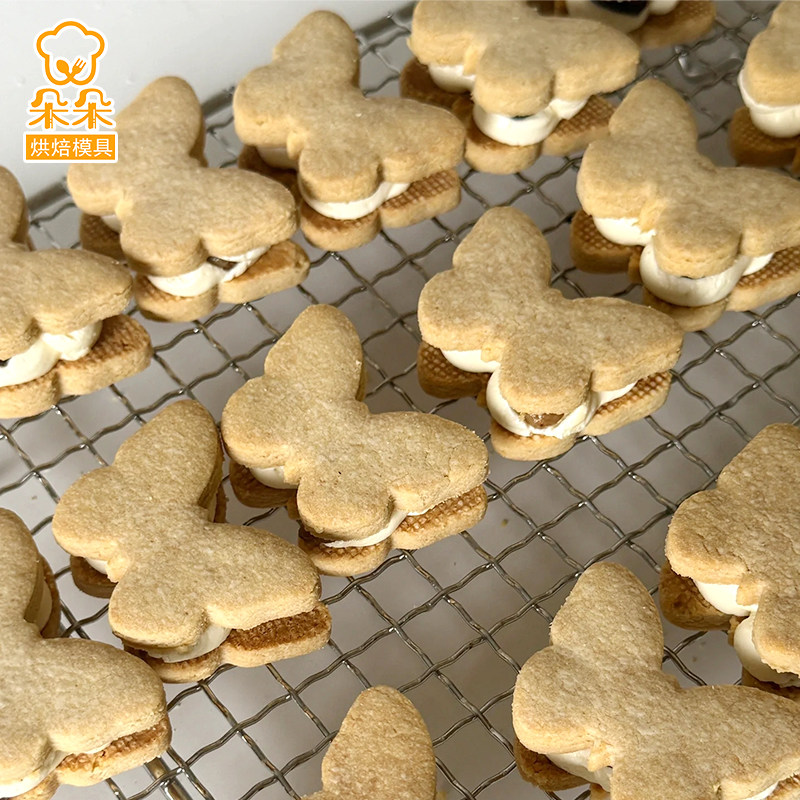 卡通蝴蝶饼干模具蝴蝶造型曲奇翻糖切模立体按压式家用烘焙工具