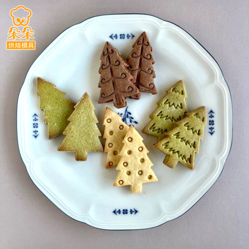 秋天卡通饼干模具松鼠松树枫叶曲奇翻糖3d立体按压式印花烘焙工具