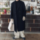 男生垫肩大衣韩版 黑色毛呢风衣加厚外套 新款 高端中长款 2025秋冬季