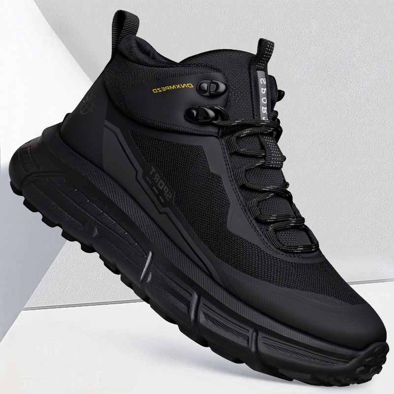 香港潮牌男鞋秋季高帮新款百搭软厚底防滑男士软底休闲跑步运动鞋